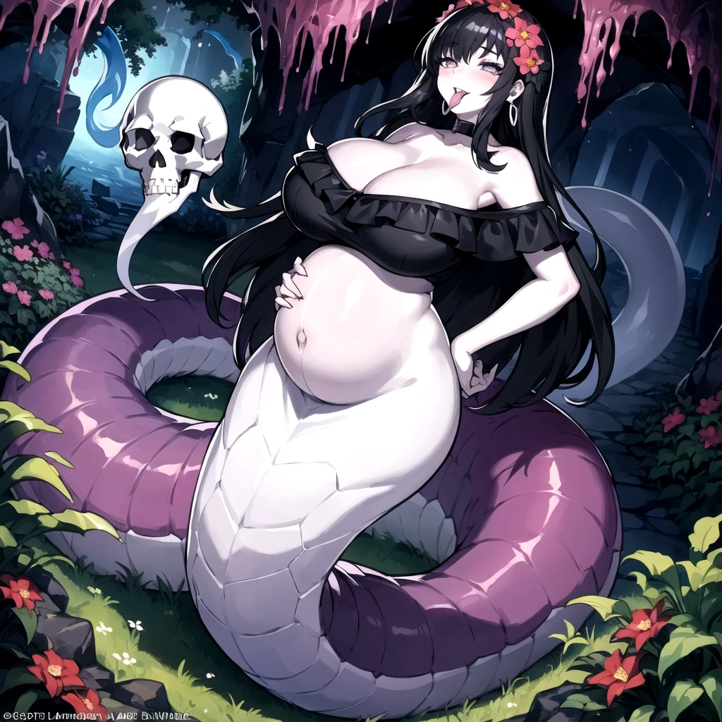 Giant Dragon,((pregnant)),background:Remains,smile,sfm,Long tail,Good body