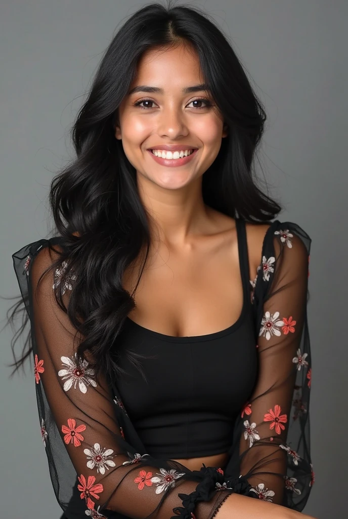 RAW photo, face portrait photo of beautiful 26 y.o woman, cute face, wearing black dress, happy face, hard shadows, cinematic shot, dramatic lighting