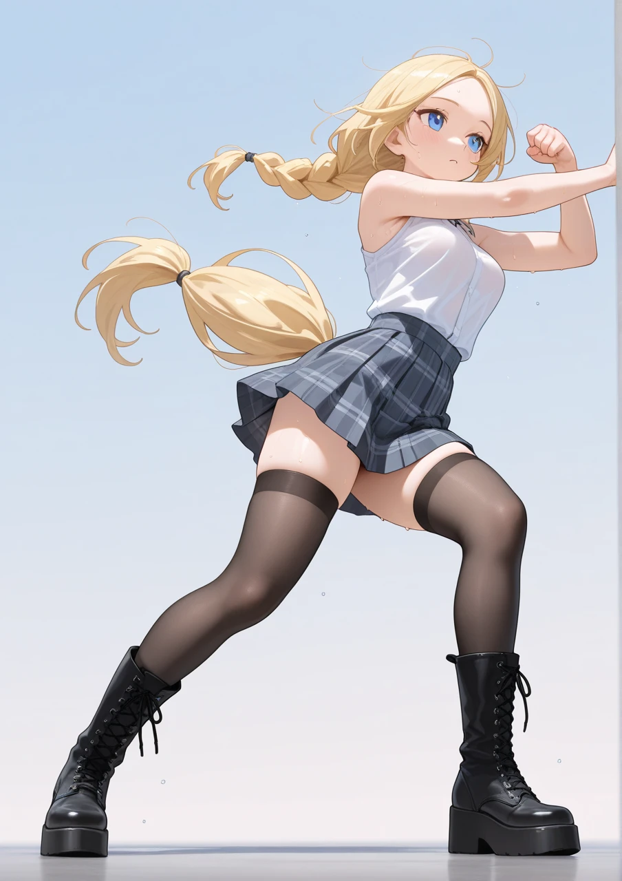 ​(Highest quality, 8k, masterpiece:1.3,beautiful girl), (masterpiece:1.3, Highest quality, Ultra-high resolution, Very detailed),Beautiful body, Beautiful breasts, Beautiful thighs, Beautiful feet, Beautiful fingers, Glowing Skin,(((Long Hair,Brown Hair,Beautiful Hair))),(Perfect Anatomy, Anatomically correct, Very detailed肌), ((White shirt,Black Skirt,Platform boots)),(((ponytail,blonde))),Climbing the stairs,Angle from below,(((White lace panties,Thick pubic hair))),20-year-old female,Large Breasts,Big Ass,Cute and symmetrical face, Perfect Face, Perfect Eyes, ((Perfect Fingers, Five Fingers)), (((whole body,Draw the whole thing)))((Two Arms)),train,Molester,Being touched by multiple hands