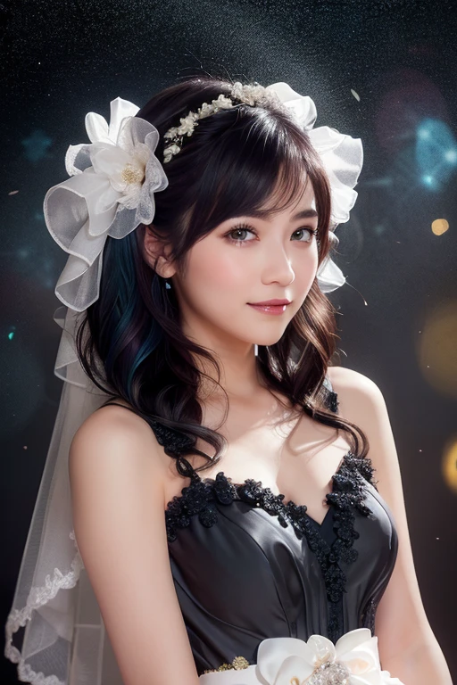 20 year old Japanese beauty,Slender body、Wedding dress、short hair、Perfect Eyes、Realistic 3D images,Bust is very very very small、Full body image、The background is a spotlit stage、High-quality photos、Clear, sharp images of the lower body、Masterpiece 8K(1.3)、Smiling、Waving