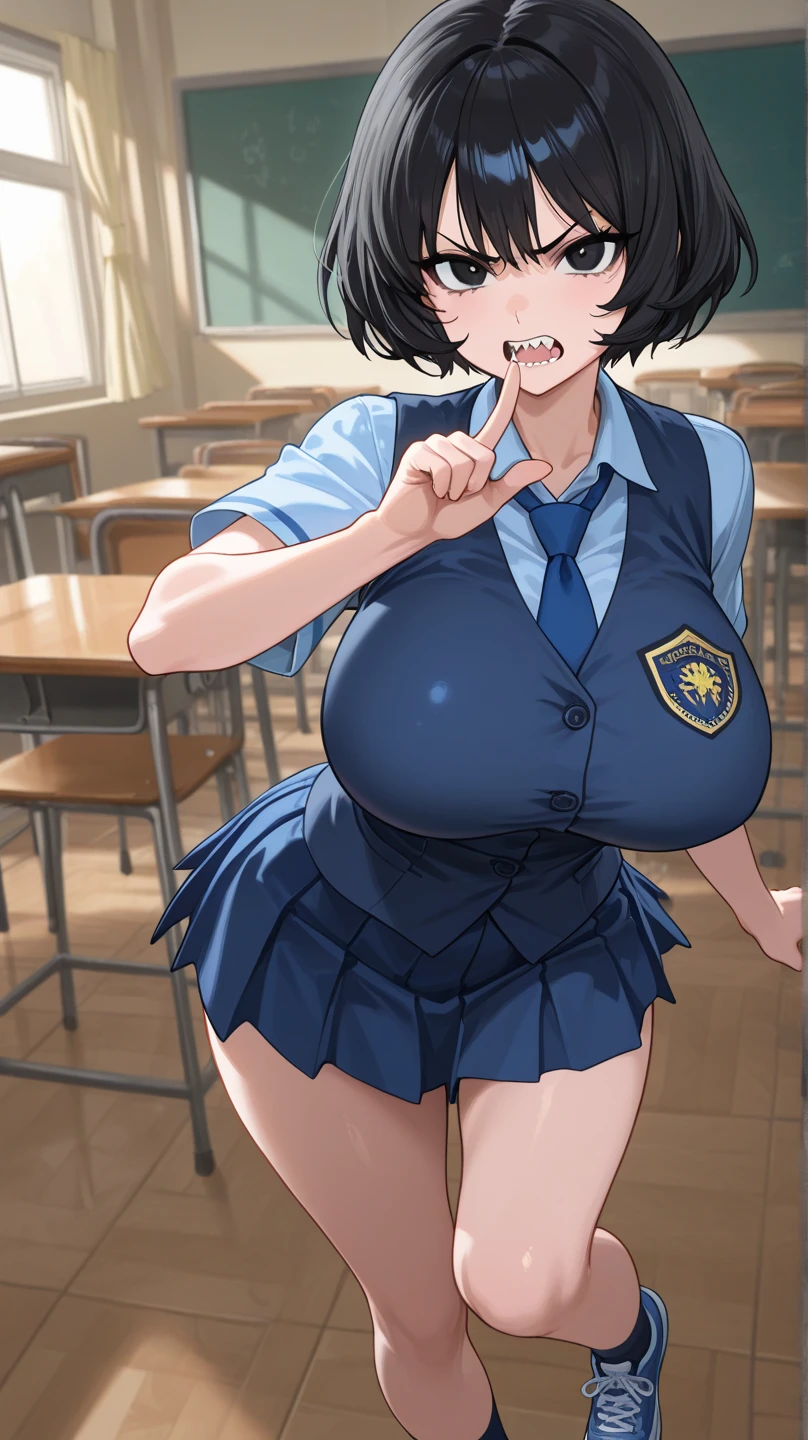(8k, RAW photo, best quality, masterpiece, soft cinematic lighting, soft color:1.4),{ceiling,( POV,look at me:1.2),face focus:1.5}, (realistic), (indoor background), (solo, mature woman,19years old:1.3), (sailor uniform,underboob,low-cut miniskirt,sheer :1.3), (embarrassed,red Cheeks:1.25), A-line bob cut hair, bronze color hair, clean skin, (smaller butt:0.9),(pointy sagging huge long wide heavy breasts:1.4), (thick, curvy:1.3),(very skinny:1.3)