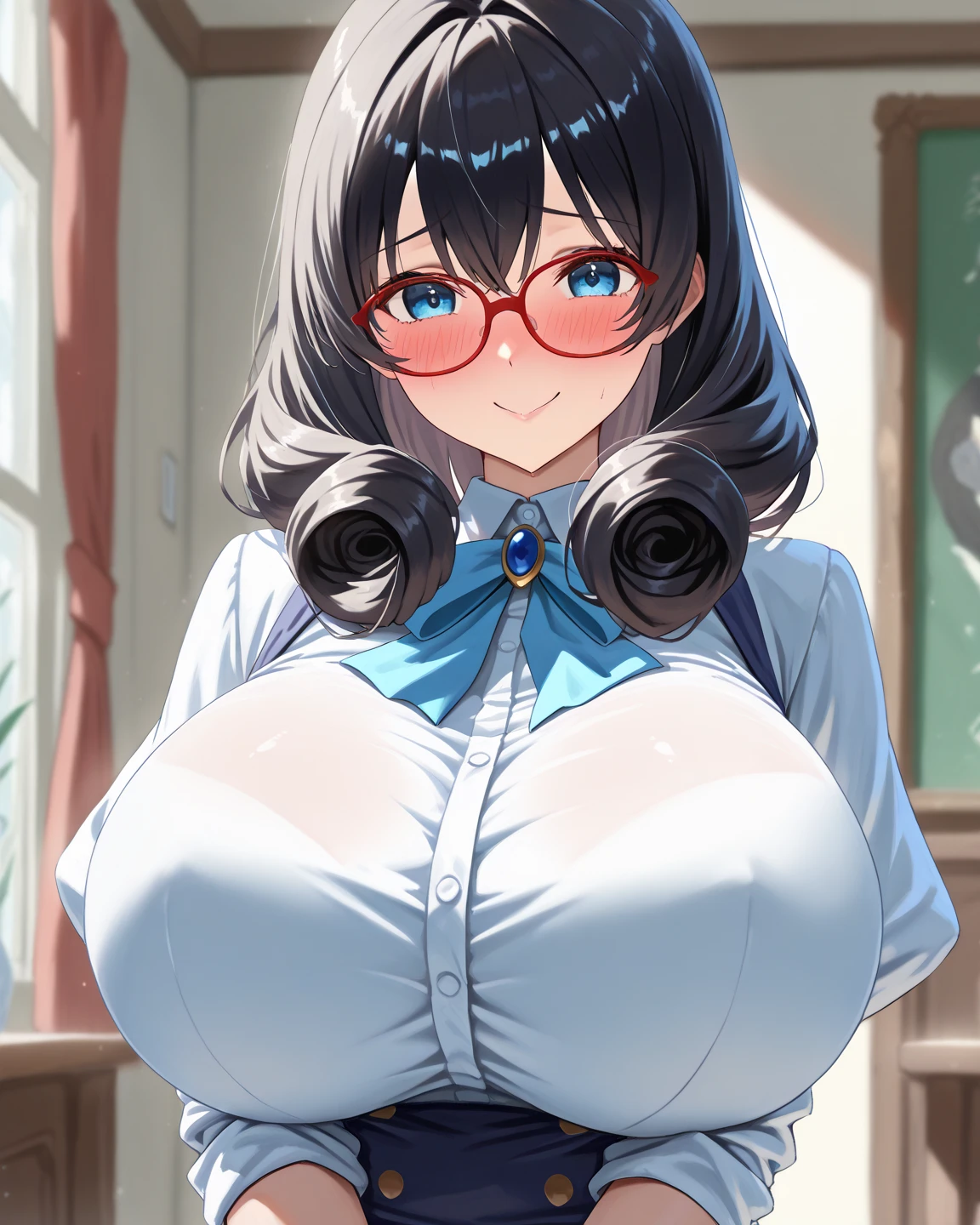 ((Upper body close-up:1.4))、(Very big round breasts,Cleavage:1.9),Anna Yamada,gigantic breasts,Surprised face、(naked:1.9)、(Are standing)、(in library room)、Bookshelf、(Wearing a collar:1.5)、Earrings、Earrings、bracelet,(Delicate facial features:1.5)、(masterpiece, Highest quality, High resolution, Super detailed, 8K, 4K),(Put your hands behind your head:1.5),ponytail,ヘソEarrings,(Beautiful Face:1.5),navel piercing,(Steam coming out of the sides:1.5),(nsfw)、 body is wet、Show off your armpits,Spread Armpit、Absurd、Highest quality, (Volupture:1.5)、Wearing glasses、looks happy、(Small nipples、Small areola:1.5),Focus on boobs