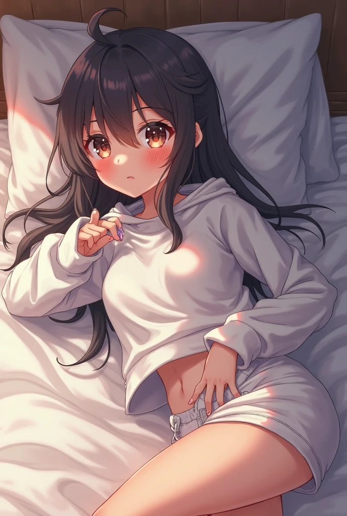 (((Upper body naked)))、((Take off your jacket、))A dark-haired、校服、8 years old girl、Wet white panties、pink miniskirt、Provocative and shy,、shyly smile、((teats))、((Lying on your back in bed))、knee high socks、Full body drawing、Hands raised、(((white mushy liquid near the navel,,))、Focus under the foot、Open legs、Angle from under pants