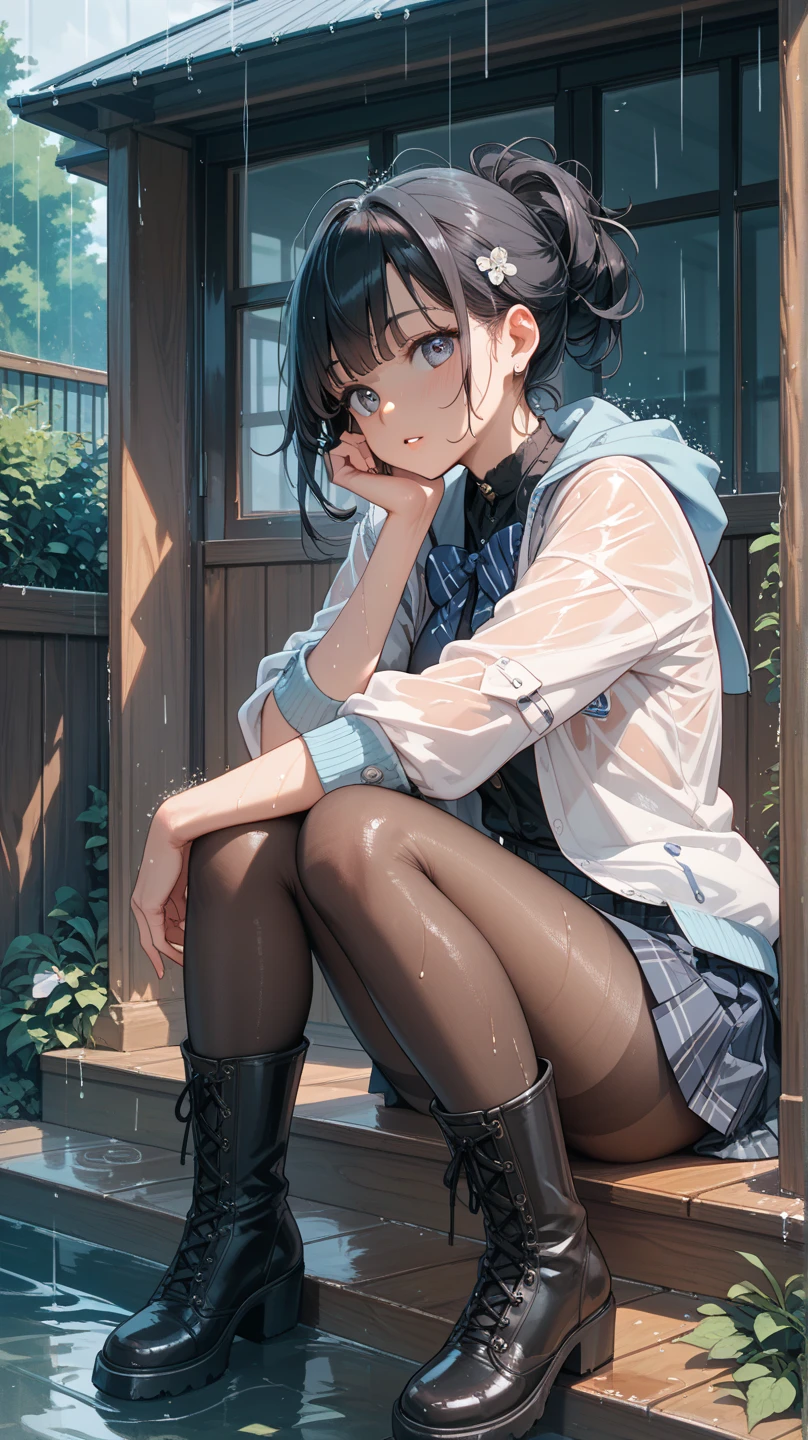One Girl,rainbow,raincoat,yellow raincoat,rubber Knee-high boots,Hydrangea,flower,Long Hair,Twin tails,Knee-high boots,blush,umbrella,Open your mouth,hair ornaments,white background,Food,alone,Terboz,very Long Hair,Food up,Long sleeve,Low Ponytail,bow,bangs,smile,animal Food,closeD umbrella,puddle,Cowboy Shot、Squat,:D,snails,Yellow footwear, background,pink flower,Are standing,leaf umbrella,Holding umbrella,fooD-themeD hair ornaments,hair bow,animal ears,Holding,Blonde,hair flower,rain,animal,Gray Hair、Light purple eyes、Bob Hair、Laughter、Purple Raincoat、