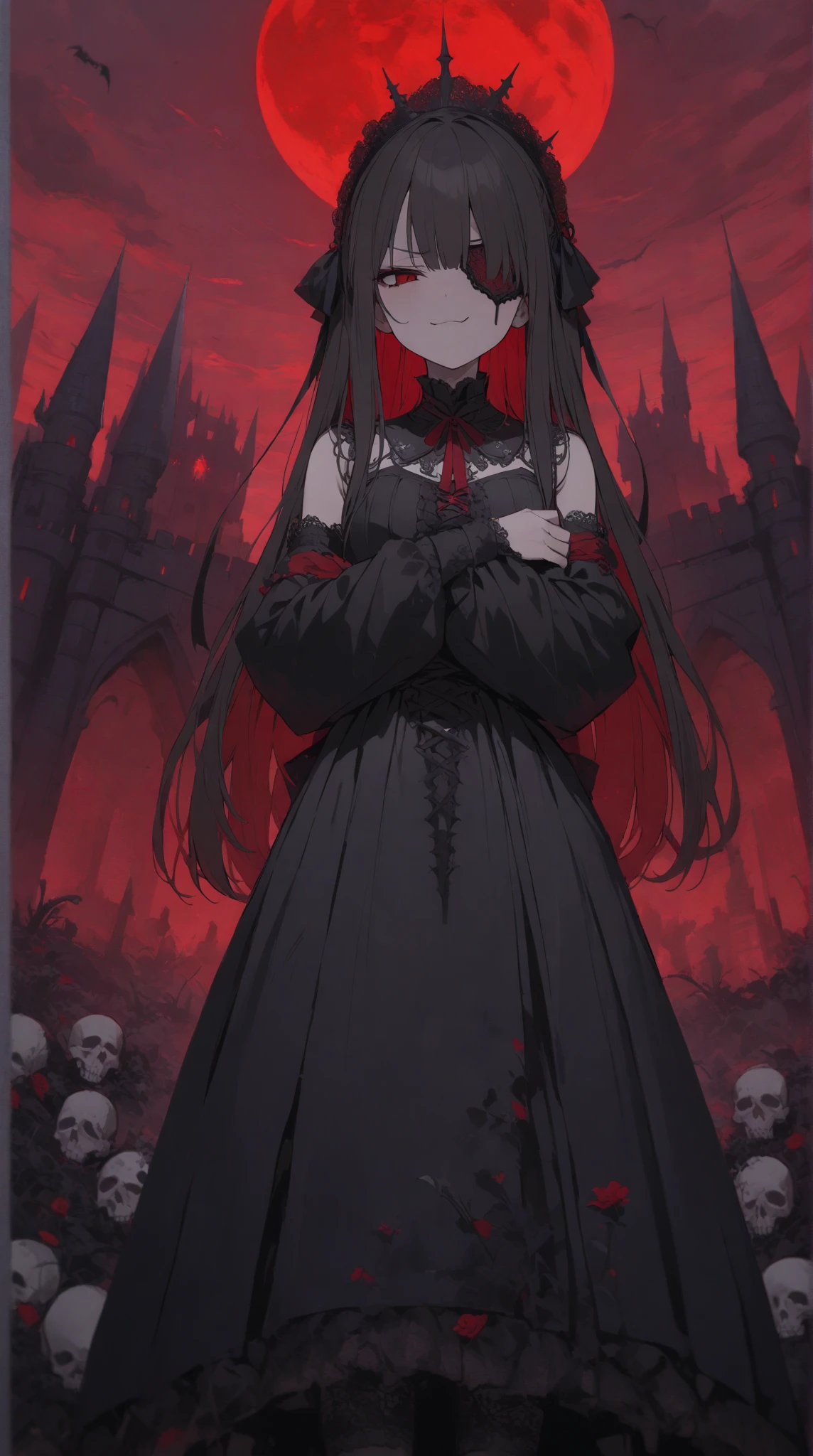 ((masterpiece))、((top-quality))、((Official art))、8K、very detailed illustration、One girl、Gray hair、Long straight hair、Detailed eye、(Interior of the old castle 1.2)、The dim、(Gorgeous red and black gothic dress 1.2)、((Dracula's daughter))、((deadpan))、Fair skin、pure、Unclear、Meek、Suspiciousness、Pose like a model