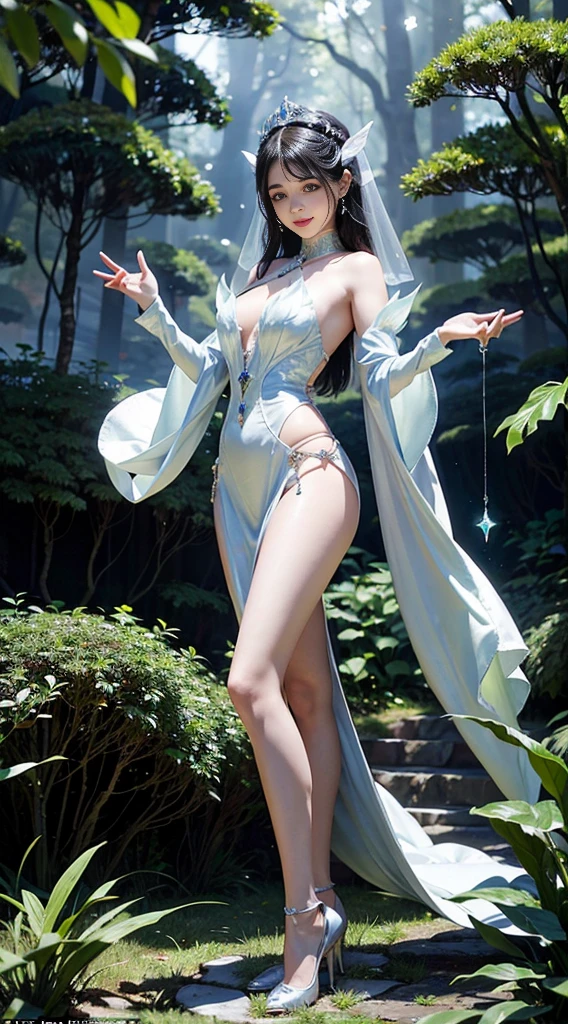 (A revealing white witch cosplay、Witch Hat、Witch's wand、Witch's Short Skirt、Witch Boots、Witch sitting by the window:1.2、Cosplay with jeweled decorations)、Embarrassed expression、Worried brow、Braiding, Thighs、Camel Toe、knees、Big nipples、Chest to chest, choker、Standing、Beautiful eyes、Gorgeous earrings、Beautiful woman with perfect figure、Slim Abs、Thick brown hair, Big bigger than your head:1.4, Highly detailed face and skin texture, double eyelid, Exposed breasts, (Fishnet tightidnight:1.4、Starry Sky、Crescent Moon、Fantasy Background:1.4)、(Show your nipples to viewers:1.4)