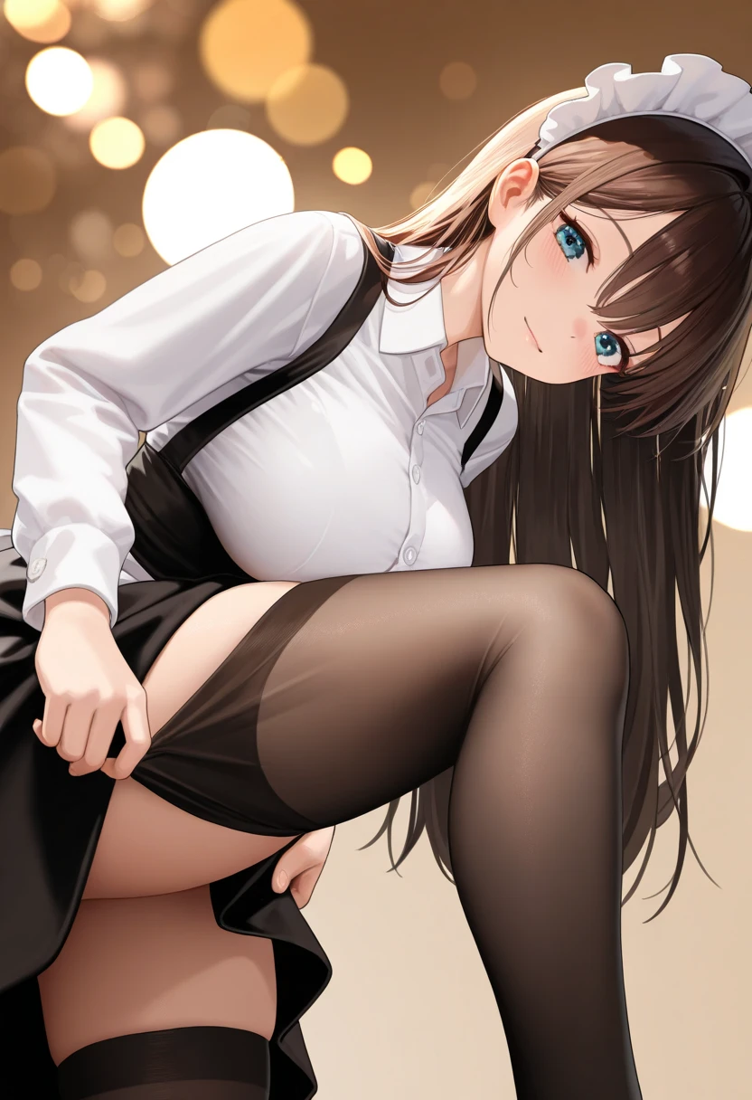 頭からつま先までwhole body)、(whole body)、(Wearing high heels)、(blackpantyhoseの内側に白いパンティ)、(blackストッキングの内側に白いパンティ)、(Panty shot)、(Sit with your legs together)、(膝を曲げてSpread your legs座ります)、(M-shaped feet)、Brown Hair、Long Hair、bangs、Highest quality、High resolution、8k wallpaper:0.8)、(Beautiful attention to detail:1.6)、(Very detailed顔)、Perfect lighting、Very detailedなCG、Perfect hands、Perfect Anatomy、Thin legs、(Small Tits)、Sitting on the floor、Sleep on your back、Spread your legs、I&#39;m looking forward to、Set from below、positive、Turn your lower body forward、In 8K、Highest quality、The true picture、Intricate details、Very detailed、超High resolution、Depth Field、(Realistic、Realistic:1.2),masterpiece, 0.25 :: Front shot、From the center、one person&#39;s、Very beautiful girl、Look at my face and feel it、Big eyes、Sexy pose、Charm、Perfect Skin、(Small breasts)、Tight waist、A slight blush、alone、Looking at the audience、Five perfect fingers、Small toes、sweating、 wear((School_uniform)、White shirt、Collared shirt、Pleated dress、Grey Dress、(black_pantyhose:1.2)、 blackストッキング、blackpantyhose、(Sculpture Pose:1.1)、 Show me her white panties、Panty shot、Spread your legs、Spread your legs、Wide-open legs、Bedroom 、On the bed
