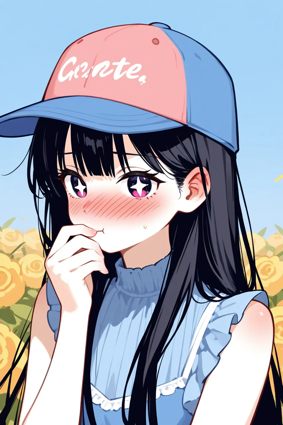 Lower Body Zoom、sit、Legs２Book、Pussy、spread legs with squatting pose、I'm looking away、In town、bustling street、cap、Shoulder bag、mini skirt、Private Server、Girl、Girl、Younger、Baby Face、flat chest、forehead、laughing、Both eyes open、Useless、Chat with friends

