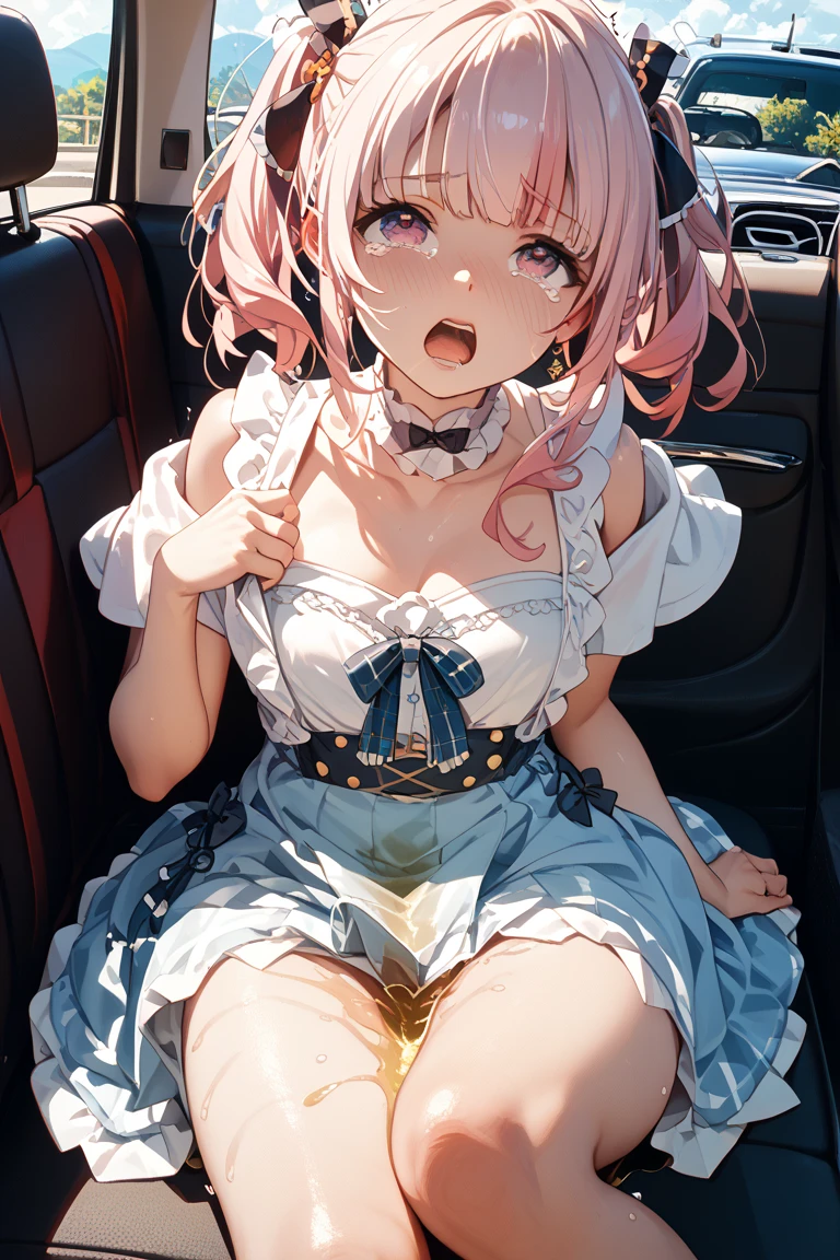 (8K、Highest image quality、highest quality、masterpiece)、detailed face、((1 baby girl))、braid hair、long hair、blunt bangs、red eyes、evil smile、((grin))、((small breasts))、((see through Colored camisole))、red school bag,minimum skirt、((black pleated skirt))、((micro skirt lift)、cowboy shot、((in the car background)),((see through)),((nipples)),((nipples visible)),((sit on sofa)),((spread legs)),((wet)),((show off inside skirt)),(cameltoe),(((loli))),(loli girl),pussy juice,hand to penis,grab the penis,hand to penis,touch the penis,tekoki,Exposure,pussy juice,wet pussy,cum,penis into mouth,kiss to the penis,Licking penis,mmf Double Handjob,cum,semen,sperm,bukkake,cum on face,((penis ejaculates semen)),(((ejaculates semen))),school backpack,(((cumming on face))),((cum on face))