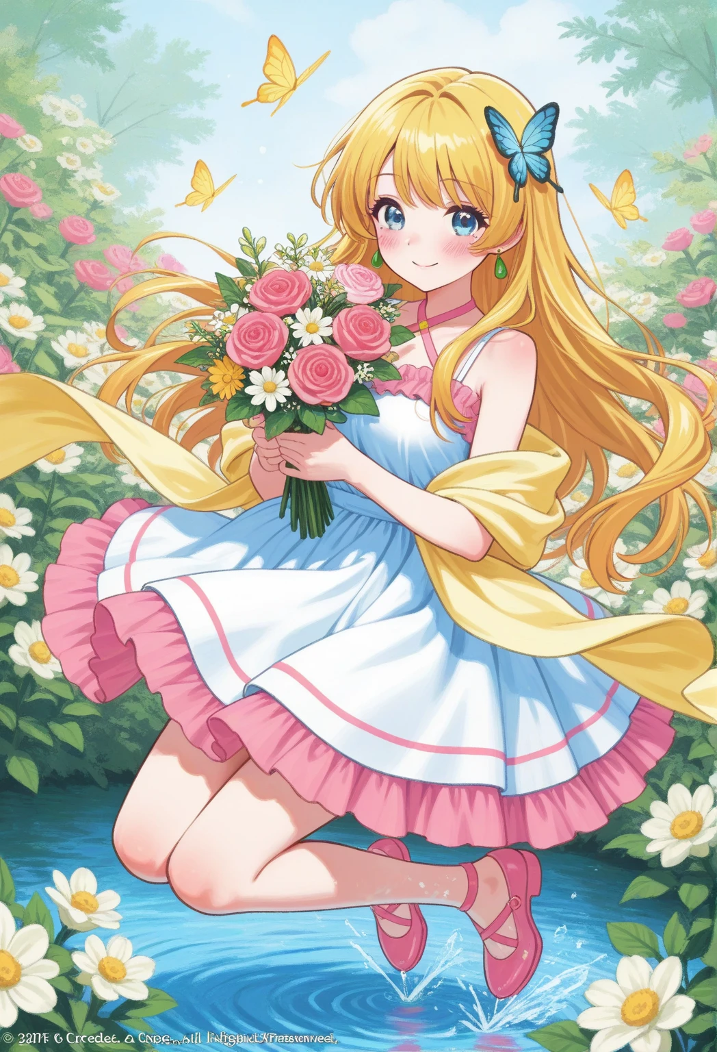 1_girl, (anime, kawai:2), (masterpeice, best_quality, simple, cute, dreamy, vibrant, clean:1.8), (cute, cute_smile, young:1.6), (delicate, beautiful, thin:1.5), (girlfriend, angel:1.8), (green_eyes, simple_eyes:1.4) (long_hair, blond_hair, wearing_pink_dress, pink_angel_wings, gloves:1.8), extremely_delicate, (love_magic:1.5), (age_size_fits_body), (small_thighs, thin:1.3), (breasts), (eye_level:1.3), (heart_magic, love:1.5), (dancer)