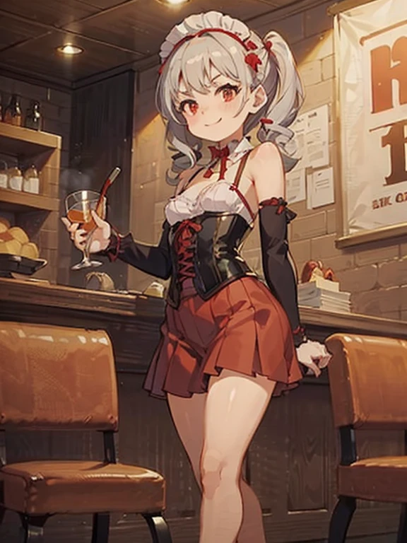(from below:1.5),(from side:0.9), ((Face)), (Close-Up:1.2), masterpiece,"A 26-year-old girl stands at a bar counter. She is dressed in a stylish off-shoulder dress, sweater dress, off-shoulder sweater, red sweater,garter stocking, cleavage:1.1, midriff, black shorts, black thighhighs, thigh strap, pretty girl, (highly detailed beautiful face and eyes,firm breasts),real skin,((black,hair,long pony tail hair)),thin pubic hair,cute and lovely pose, detailed eyes, This masterpiece is only visually stunning but also tells,(double breasted:0.6,under bust:0.6),(with sparkling eyes and a contagious smile),open mouth. The bar is beautiful, with colorful bottles of alcohol in the background and a soft glow from neon lights. The atmosphere is relaxed, and the girl looks confident and fashionable.",full body, sexy pose,make a cocktail , in a bar counter, Looking at Viewer,