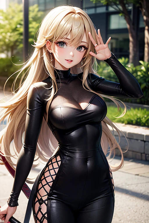 (masterpiece:1.3), High resolution, Very detailed, Highly detailed CG Unity 8k wallpaper, Realistic, photo-Realistic, Raw photo, Beautiful and dense face, Pale skin, Realistic glistening skin, Fine cloth texture, Detailed hair texture, Perfect body, Beautiful Face, Accurate, Anatomically correct, Highly detailed face and skin texture, Natural neck length, (Beautiful Hands), (Fair skin:1.2), Thin legs, Thin legs, break, Fine grain, Symmetrical eyes, Light brown eyes, double eyelid, Thin eyebrows, (Glossy lips:1.4), (Smiling Kindly:1.2), break, (NSFW:1.1), (Elegant and cute girl:1.3), (1 girl), (Medium sized big breasts, Slender figure, Firm chest:1.1), Beautiful clavicle, (Blonde Hair, Wavy Hair, Long Hair:1.2), ((Asymmetrical bangs:1.2)), (((Elf))),((high school girl)),(Shopping Street)