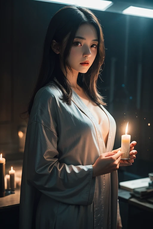 "黒猫🐈⬛の仲間とスチームパンクな, Relax in a candlelit room, Eye contact with viewers, Shooting with wide angle."