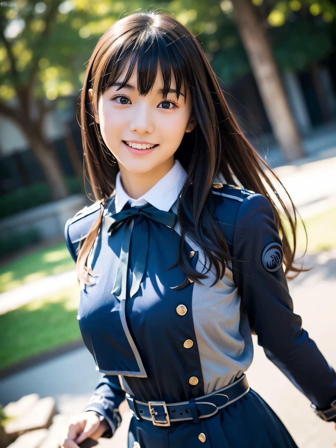 1girl, solo, cute Japanese girl, hight school girl, (smile:1.2), natural makeup, highlighting her clear skin and subtle eye shadow, Beyondv4,
BREAK
((realistic skin, detailed skin texture)),
BREAK
(bouncing breasts, active pose:1.2, stylish pose, dynamic angle:1.5),
BREAK
(huge breasts:1.35, pointy breasts),
BREAK
(film grain:1.5), 8K raw photo, Best quality, masterpiece, ultra high res, (photorealistic:1.4), professional lighting, (16k, RAW photo, best quality, masterpiece:1.2), (realistic, photo-realistic:1.4), (extremely detailed 16k wallpaper), sharp focus, depth of field, blur background, bokeh, cinematic lighting, soft light,
BREAK
aatakina, long hair, black hair, , neck ribbon, collared shirt, lycoris uniform, two-tone dress, blue dress, grey dress, long sleeves, belt,
