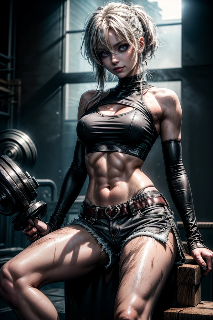 Cute, gorgeous, Caucasian girl, fit, (muscular:1.2), 18, abs, slender, slim, long brown hair, blue eyes, seductive, stunning, flawless, perfect, beautiful, cute, pretty, scared, (frightened), full body, (dressed in torn and dirty clothing), (shackled and chained), jailed in a cage, in a prison, (dirty), masterpiece, 8k, highly detailed, SLR lighting, SLR camera, ultra-quality, sharpness, depth of field, film grain (center), Fujifilm XT3, crystal clear, frame center, beautiful face, sharp focus, detailed skin pores, tiny waist, triceps, detailed (textures!, hair!, shine, color!!)