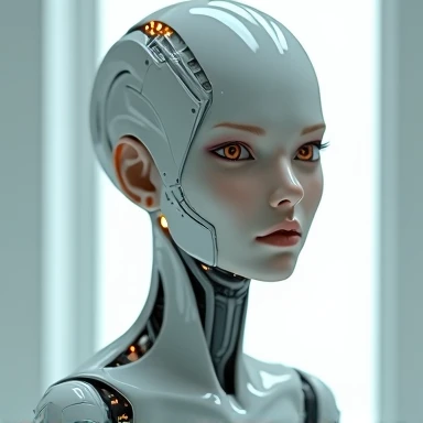 Oil painting of an elegant futuristic android, minimalist, duotone, thick brush strokes, impasto, textured, elegant curves