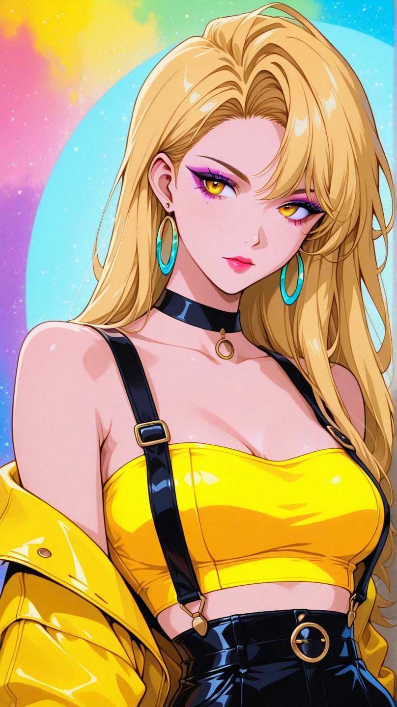 analog style, woman, (neon lights:1.1), glowing colors, (thepit bimbo:0.5), glossy, sexy,

[Lana Del Rey|Emma Watson],, looking at viewer, naughty smile,  symmetric, centered, closeup, extreme closeup, upper body, cleavage focus,
milf, feminine, athletic, fit, high, tan skin, european, minidress, excited, smile, glowsticks,  disco,
gold outline,
[(colorful explosion psychedelic paint colors:1.1)::0.125],
iridescent, chromatic aberration, studio lights, bright light, glowing skin,
realistic body proportions, realistic, photo-realistic, 8k, highly detailed,
led light, laser lights,fruit-flavored
