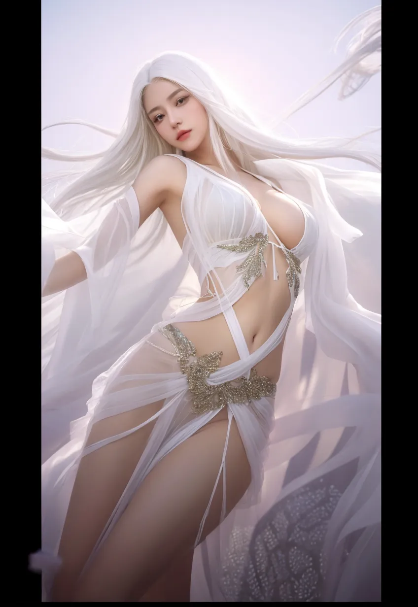 Arafed woman in a white dress and socks sitting on a wooden floor, white haired deity, trend in cgstation, anime barbie in white socks, transparent panties, 8k high quality detailed art, fanart best artstation, tifa lockhart with white hair, beautiful seductive, exuberant and submissive anime woman, anime goddess, extremely detailed artgerm, irelia from League of Legends
