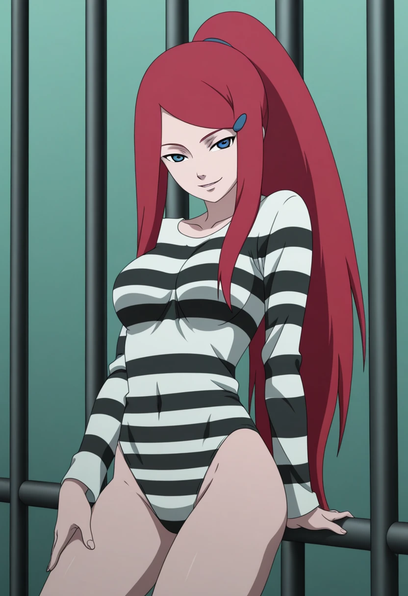 Masterpiece , best quality , Masterpiece , best quality , 1 woman , Pink ponytail , sly face , black bikini , abdomen , big breasts , Long legs , Barefoot , Lie down on the floor. , Spread your legs , prison cell