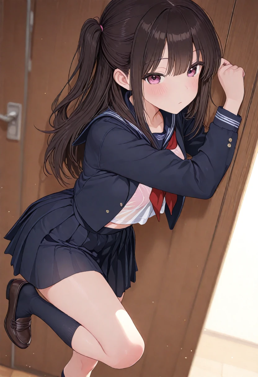 {{{masterpiece}}}, {{{best quality}}}, {{ultra-detailed}}, {illustration}, {{an extremely delicate and beautiful}}, 8k, nsfw, BREAK, toyama kasumi(BanG Dream!), cute face, brown hair, cone hair bun, star hair ornament, medium breasts, thin waist, big hips, curvaceous, {school uniform}, {Hanasakigawa Girls' Academy High School Uniform(Winter clothes)}, neck ribbon, red ribbon, brown dress, white sailor collar, brown shirt, double-breasted, long sleeves, brown skirt, black socks, loafers, brown footwear, BREAK, NSFW, girl with anime face is fucked by a man, A man and a woman are having intense sex that drives them crazy, ((1man and 1woman, having sex)), (SEX:1.5), (reverse suspended congress:1.3), Carrying Sex, Rear cowgirl position, {{{penis into pussy}}}, stomach bulge, hetero, sex with men, nipples, elongated penis, veiny penis, testicles, sex from behind, open vagina, clitoris, nail, {{{grab thighs}}}, spread legs, {{open vagina, spread pussy, pussy, clitoris glans, urethra, vaginal opening, labia minora, uterus, smooth pussy}}, taking off clothes, open clothes, Open shirt, breasts, nipples, lift up skirt, blush, open mouth, embarrassed, naughty expression, raise your legs, M-shaped spread your legs, {{{uncensored}}}, Handsome young man, interracial, netorare, hug behind, male body