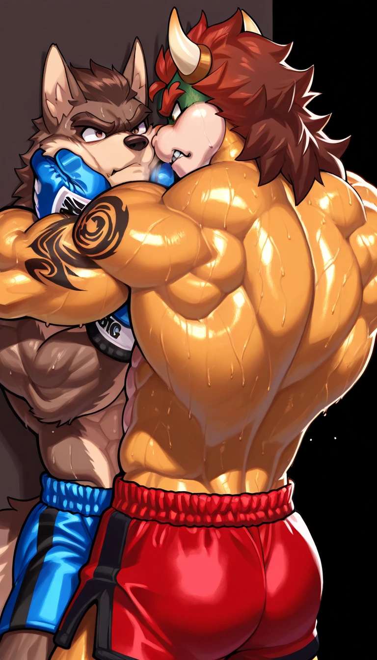 Side view, 2men, Handsome muscular shirtless blonde man laughing,hands above head and feet in stocks,ribs tickled by handsome ginger haired muscular shirtless man wearing glasses, armpits tickled by ghostly hands, feet tickled by feathers, back tickling, nipple tickling by feathers, dungeon background ,