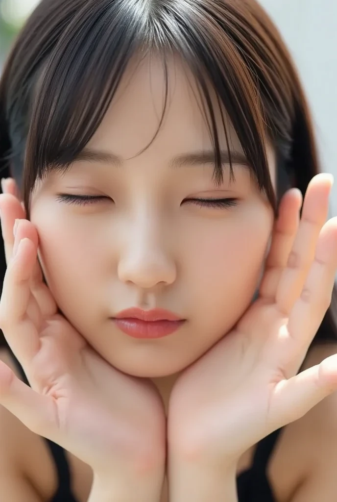 (Best quality, 8k, 32k, Masterpiece, UHD:1.2), Photo of Pretty Japanese woman, large breasts, very short bob hair, Black Hair, portrait, gravure, tranquility