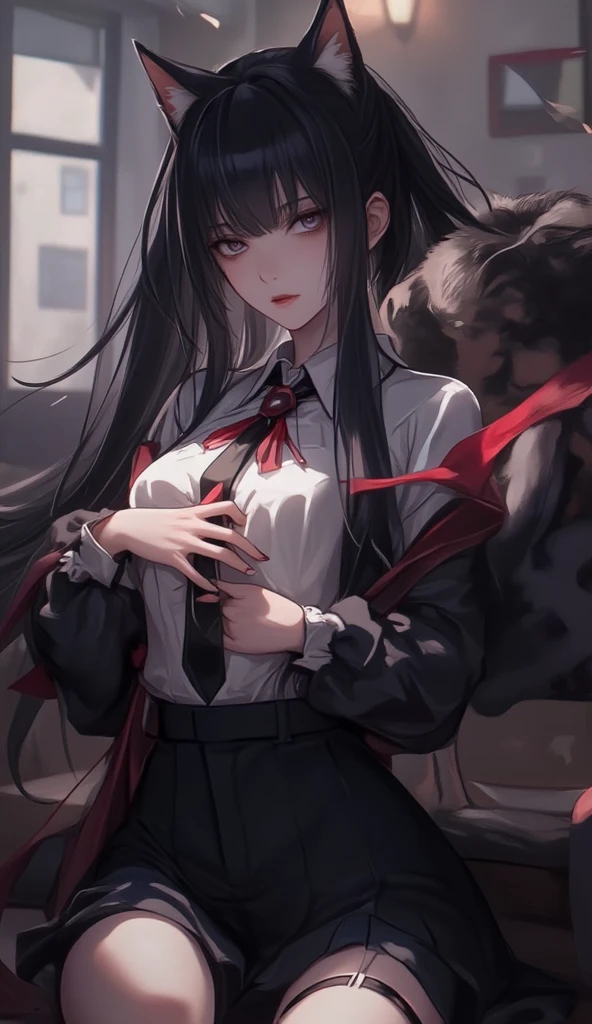 Japanese high school girls. she is a japanese woman she is 17 years old. She has her long pink hair disheveled. she is very skinny. Her shoulders are very narrow. she is naked. her breasts are small. She is 170 cm tall. She weighs 35kg. She has a transparent pink cunt exposed. She draws the female genitalia clearly. She is taking off her navy blue blazer. she wears glasses She is taking off her plaid pleated skirt. She is taking off her Y-shirt. Her black high socks are falling off. A rough sketch drawn thinly with a pencil. Her outline is thin and she doesn't use black, she draws minimal lines. She wears croquis and pale colors. A black outline. A sweet look in love. Her cheeks are dyed red.
