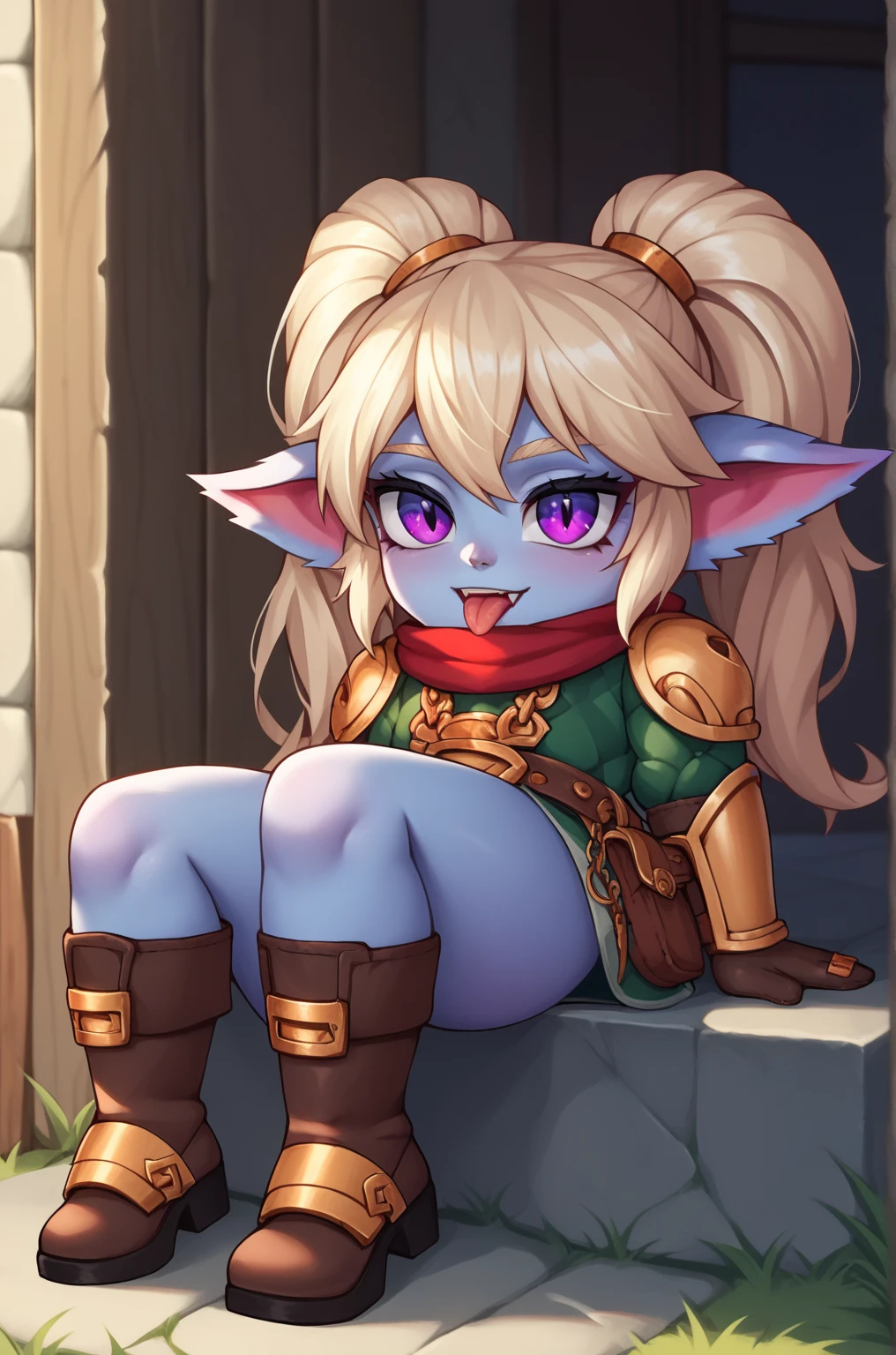 score_9, score_8_above, score_7_above, score_6_above, fountain_cheered up,
1 girl, Alone, poppylol, colored skin, rubio_Hair, purple_eyes, armor pop, armor, scarf, bottomless, I open my pussy, vagina, from behind, legs open, again, crouched, squatting, big breasts, big waist, big buttocks, Ahegao, close-up en vagina, Chibi, opening the vagina
