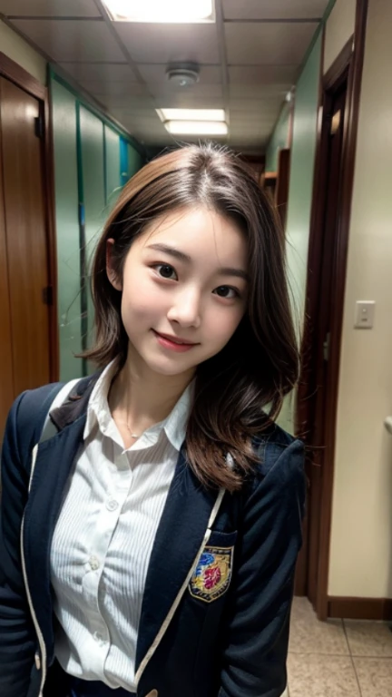 Asian woman in suit posing for one photo, A smile、One girl in a suit,Close-up portrait taken in a single photo, Close-up of portrait shot of upper body, Wearing a gray business suit, professional closeup photo, full body Esbian、 is wearing jacket, close up half body shot, Japanese Models, close up portrait photo、细致背景
