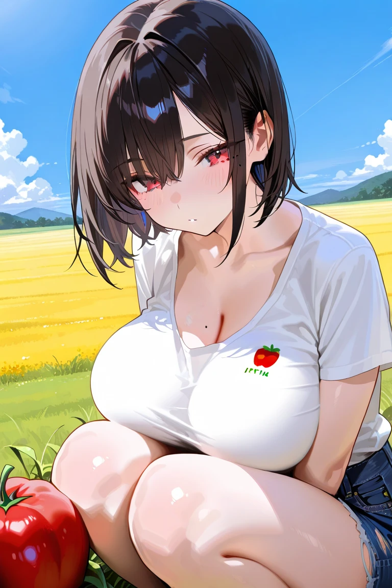 anime artwork score_9, score_8_up, score_7_up, score_6_up, score_5_up, score_4_up, source_anime, BREAK, thick outline, fat outline,
Asuka_XL, brown eyes, brown hair, ponytail, white ribbon, red scarf, gigantic breasts, BREAK, asuka_school_clothes, skirt, white shirt, pleated skirt, necktie, short sleeves, BREAK, crossed hands, field, flowers, flying petals,sweat, wet skin, wet closing, wet hair,