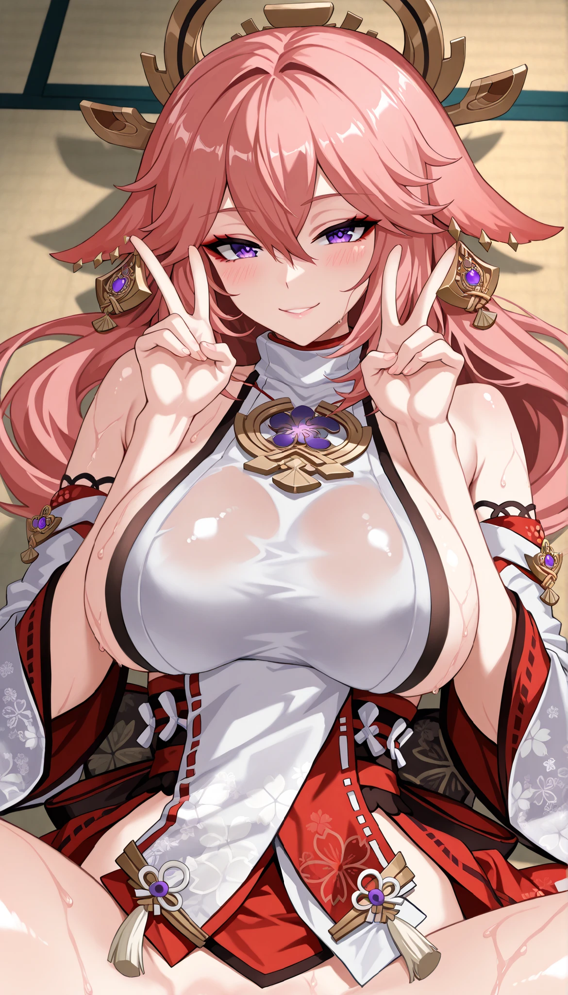 ((masterpiece)), ((best quality)), delicate, vividcolor, ((kamisato ayaka)),genshin impact, ((naked))(red nipple),((perfect face)),(shiny skin),(the creamy smooth skin),(milk junkies), (curvy), ((pink skin)),(absurdres),((The chest naturally weighs down)).giant breasts, five fingers, big,, masterpiece, best quality((,Breast duct opening)), masterpiece, best quality,, masterpiece, best quality,, masterpiece, best quality,, masterpiece, best quality,((Exquisite chest,Exquisite, masterpiece, best quality, masterpiece, best quality,
