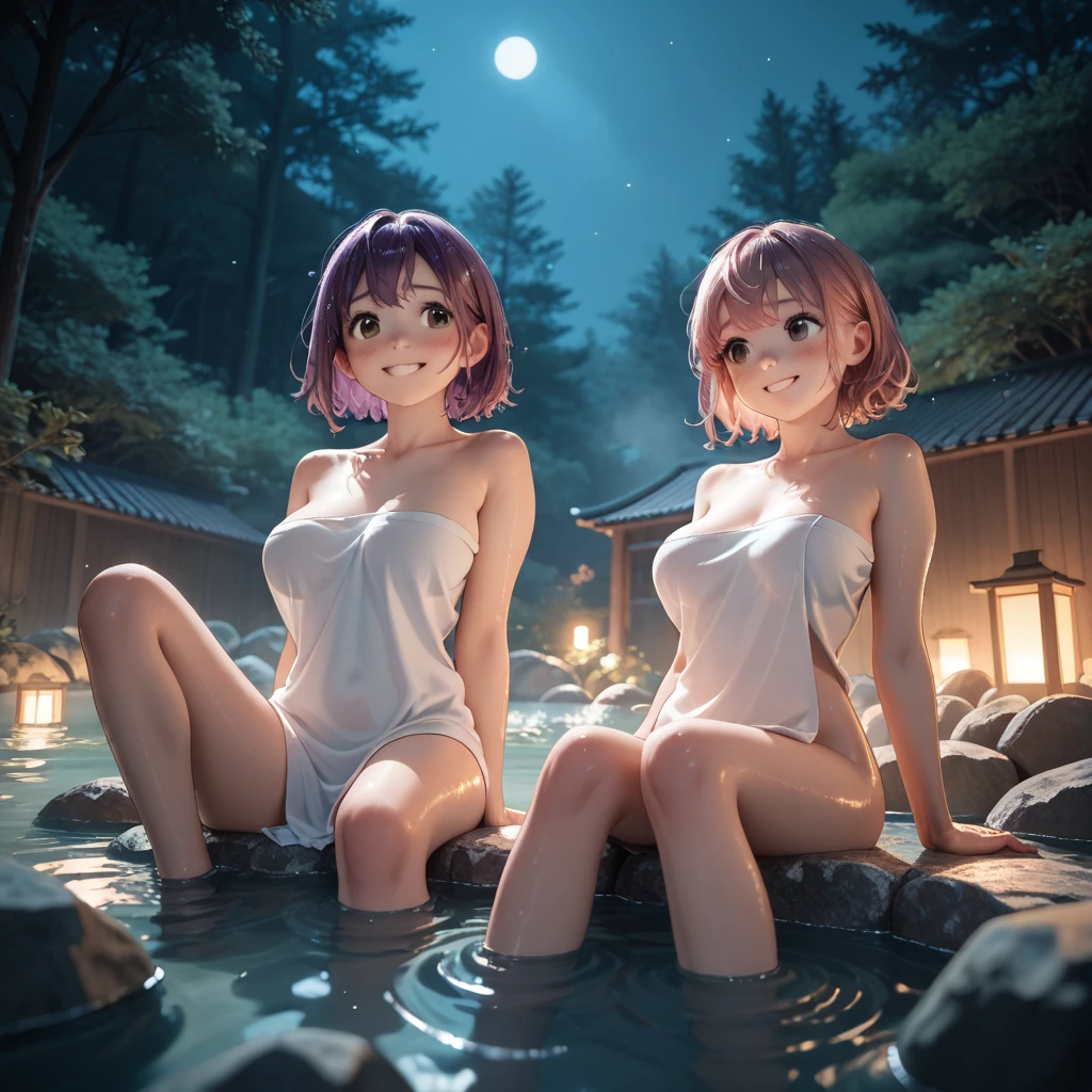 (masterpiece、Highest quality)、(Japan favelas、Old and dirty hot spring town)、((Beautiful night view))、((Big bath、Underground hot spring facilities、石のstage))、(tits、Pussy、Beautiful woman、Two cute naked girls、smile、fun)、((Unsanitary and dim))、Shady Red Light District、shaved ice、Sale of drinks、(stage、Everyone is having fun bathing)、smile、Happy schoolchildren、Perfect Anatomy