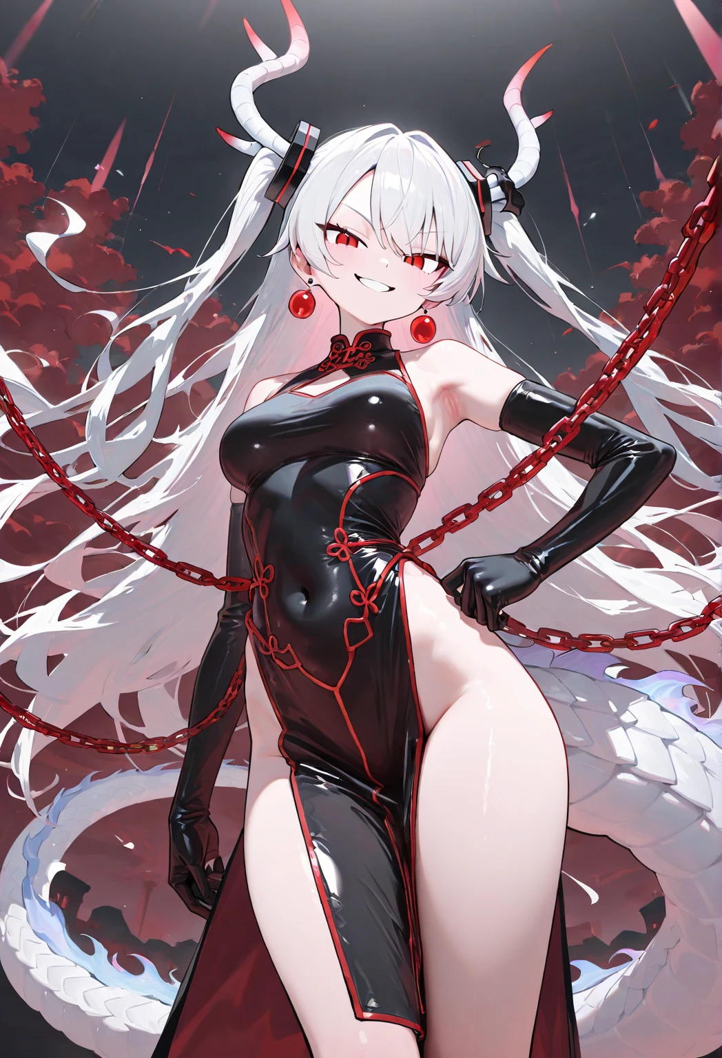 White Hair, Long Hair, Red Eyes, Zombies, Super Big Breasts, Human Head Snake Body, Human Head Snake Body, Zombie, Octopus, Tail, Non-Human, Snake Letter, Snake Letter, Dragon Tail, Dragon Tail, Noble, Queen, Perfect, Tail, Queen, Flush