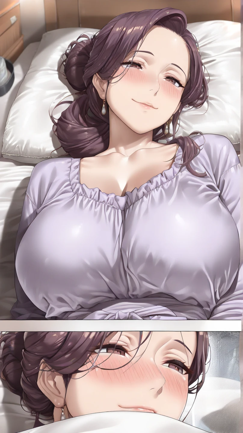 (best quality), (masterpiece), 1 girl, early 20's, huge heavy breasts, busty, massive breasts, thick, thick lips, wide hips, thin waist, in bedroom, hate cum, unhappy, cum on breasts, beige bra, silk pajamas 