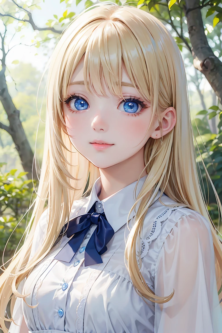 anime girl with long blonde hair and blue eyes posing for a picture, beautiful anime portrait, cute realistic portrait, Smooth anime CG art, portrait anime girl, cute anime girl portrait, Realistic anime 3D style, cute detailed digital art, Photorealistic anime girl rendering, Detailed portrait of anime girl, cute anime girl portrait, cute anime girl portraits, stunning anime face portraits、nice、pink、pretty girl、kind、elegant、beautiful、curly hair、body、feet、whole body、Looks like fun in the flower garden、whole body描く、feetまで描く、stagnation state