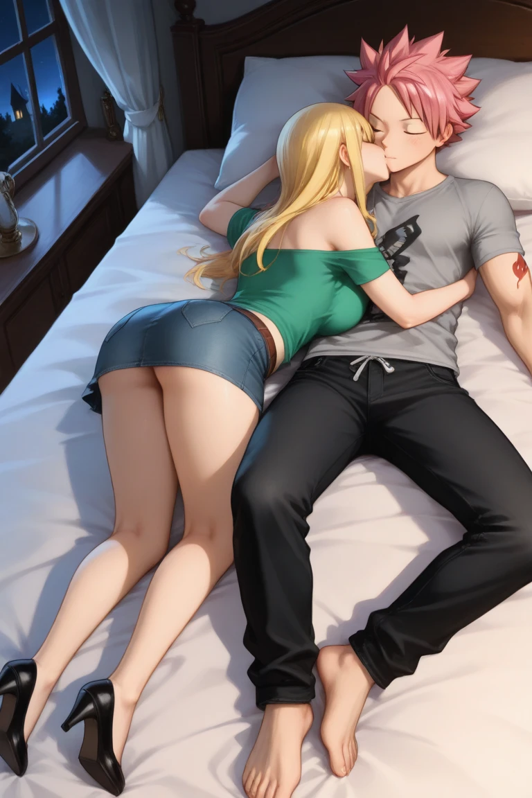 Mann und Frau ficken sich gegenseitig im Bett, you can see the whole body 