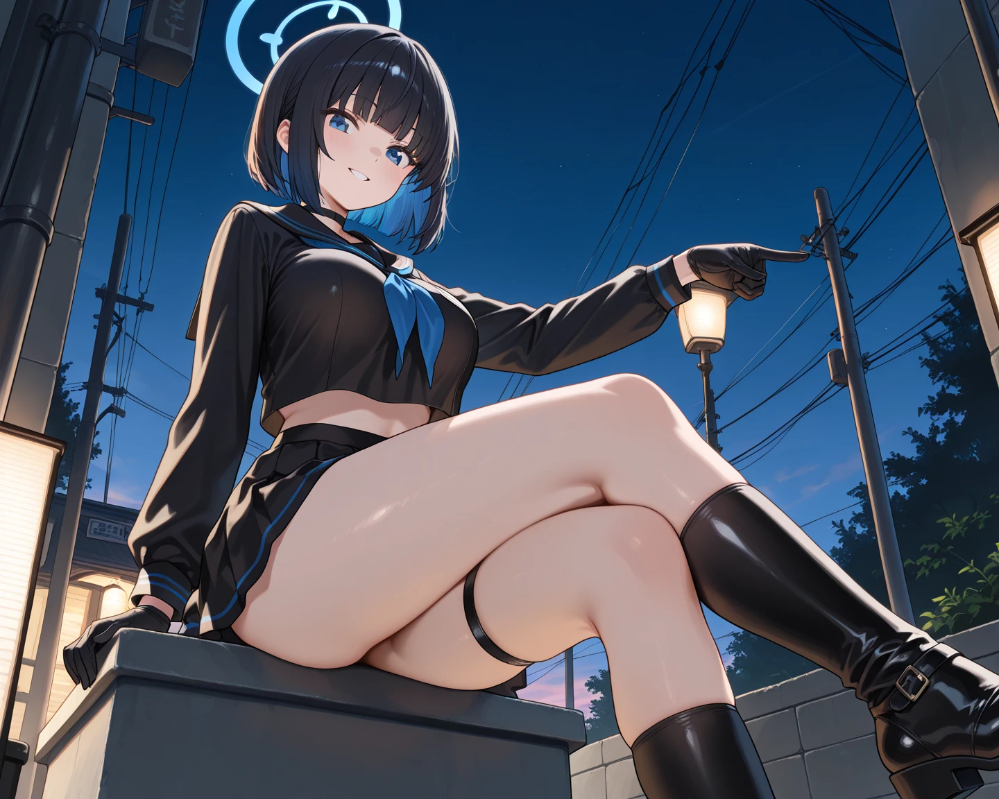 A captivating anime-style logo showcases a radiant 25-year-old male character with black hair and iris of the greenish sparkling eyes. He is seated in an ergonomic gamer chair, immersed in his gaming experience. His hands are firmly gripping the mouse and keyboard, eyes intently fixed on the monitor. Despite his intense focus, a subtle smile adorns his face. The surrounding environment is a dark and fantastic forest, with a bonfire nearby.. The atmosphere is both mysterious and inviting, immersing the viewer in a world of enchantment and adventure.