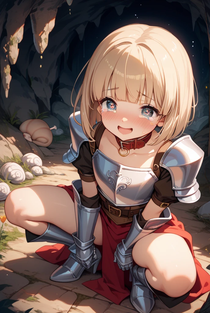 top-quality、supreme1People Girls,hightquality,, ((masuter piece)), ((High resolution)), ((Best Quality)), detail, (NSFW:1.6 ,cum faced、Excited face.Very happy,), ((Skin shiny with sweat)), (Red Bikini Armor:1.2)、 girl with, a blond, (Half Twin Tail)、Brown skin tone:1.3、Sit with your legs open:1.5、Smaller chest, eye glass、、cinmatic lighting, perfectly shaded,(((grass field))), Realistic lighting with shades,