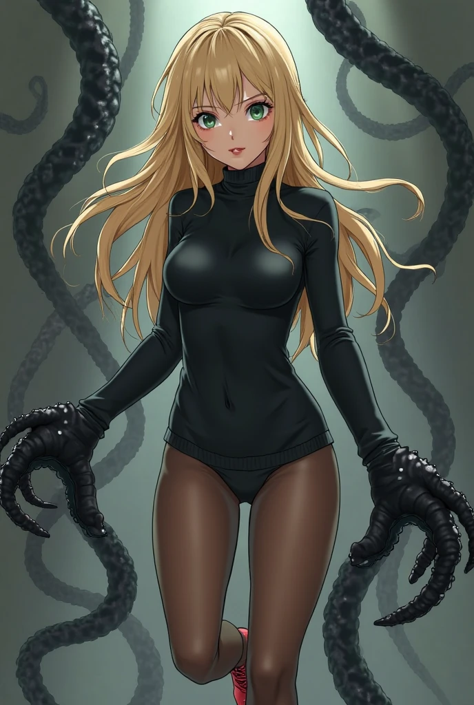 there is a woman with a snake around her neck, some tentacles are touching her, fine details. cheered up. tentacles, covered with tentacles, tentacles around, many suckered tentacles. hybrid, twisted tentacles, many tentacles, tentacle, tentacle monster, tentacles, single tentacle, big tentacle sneak around, slime and tentacles