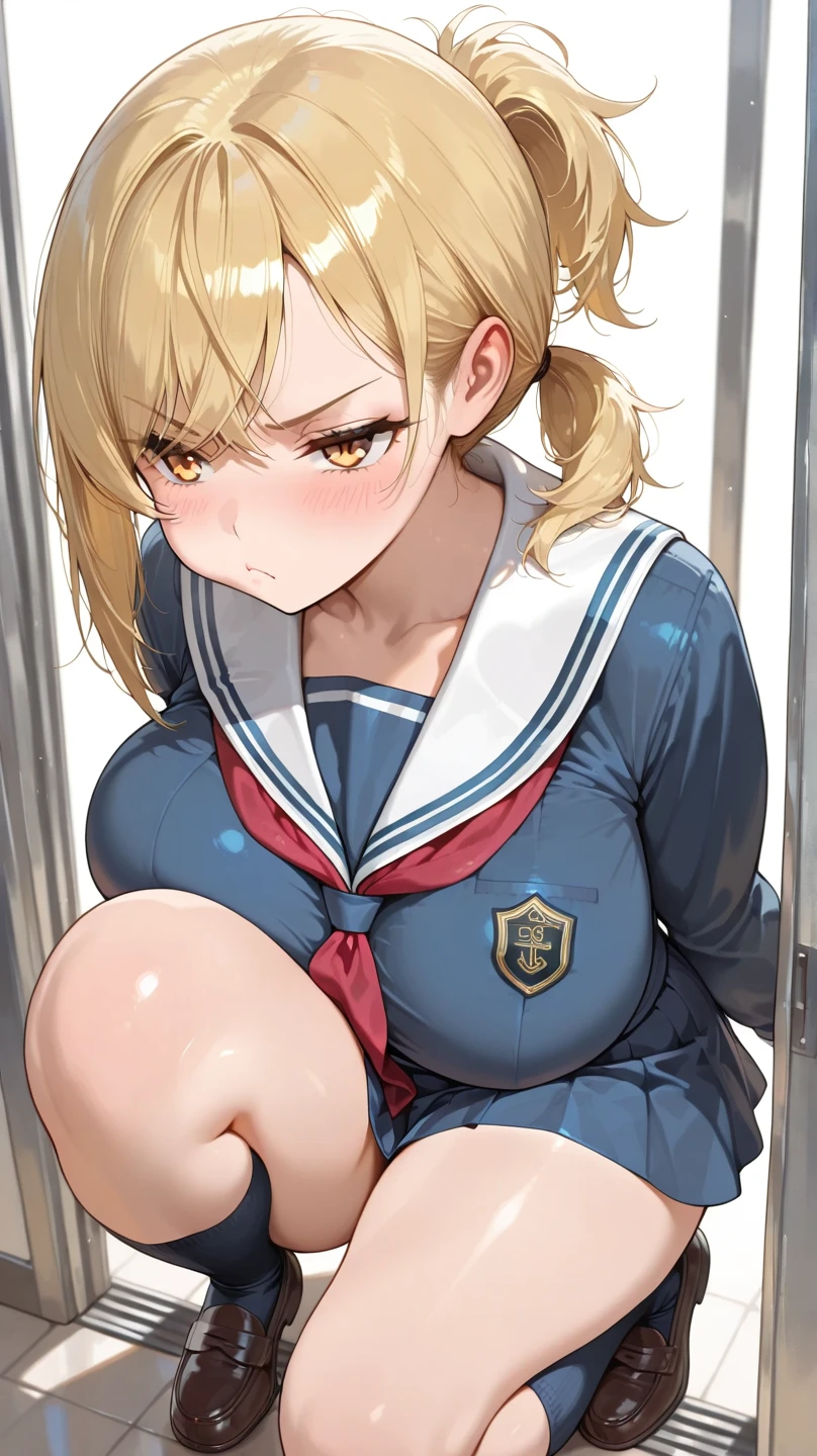 nsfw:1.2,prison,blonde,Braid,blue eyes,Big Breasts,blush,Sweat,Sloppy face,((Hanging eyes、Sailor suit、Torn clothes:1.5、Big Mouth、tooth))、(Himiko Toga),barefoot,Face down,Lying down,Sticking out tongue,saliva,looks happy,tickle,joy,shy,tears,Ahegao:1.5,Overflowing Sex Fluids、((vagina、SEX、1 Strong Man))、Large penis insertion、Dynamic pose、Roll one's eyes、Nipple protrusionissionary position, spread legs:1.5, legs up:1.2))、bangs、((Lying on your back:1.5))、Hair pulling:1.2、Hair being grabbed:1.5、Saliva:1.5、((bra lift:1.5))
