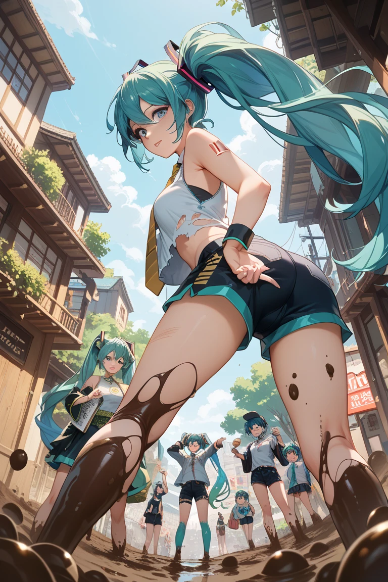 、Kindergarteners、、6 years old、's 、one person,nature,null, cloud,hatsune miku,hatsune miku, suspender skirt,Fluffy short sleeves, embarrassing expression,smile,blush,open your legs,cute patterned panties,I can see through my clothes,open your legs,high socks,big ass,Rear view,get down on all fours,Low - Angle