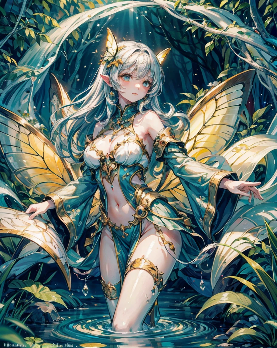aqua goddess {amphibia|fish|shark|reptile} girl, 1girl, perfect and well designed glowing shiny eyes, (beautiful detailed eyes:1.05), natural breasts, slim body, beautiful and delicate face, (face detail), ((realistic face)), pores, ((pale blue skin)), detailed skin, realistic skin, (((bioluminescence))), (((white-skinned))), ((shiny skin)), ((glowing speckles on skin)), (pointy ears), (fangs:1.5), (fins:1.7), (spikes:1.5), (multicolored gradation skin), ((((blue scales body)))), (villus on skin body:1.6), human face, ((monster girl)), medium length hair, hair voluminous, (((((multicolored gradation hair))))), super high resolution, 8k, parameters Best quality, (masterpiece:1.4), (magic accessories:1.4), bracelets, extremely detailed thick tight ({nylon|lycra}, {latex|vynil}:1.5) colorful (green, purple:1.6) ornate (microdress, ({bodydress|swimsuit}:1.2), (microskirt:1.2), (kimono:1.1)), (standing nipples under cloth:1.2), (cameltoe:1.5), (ornaments on clothing), (neckline:1.3), (cleavage), decolette, navel, Young Girl, Little Beast, (Smile:0.7), (pale Blue Skin:1.8), ((tattoos all over body, Tribal tattoos all over legs)), ultra detailed, photorealistic, ((Real image)), (best quality:1.4), super high resolution, (Realistic 2.0), More details, (((1girl))), (on beach), (sunlight, sun day:1.3), (beautiful and aesthetic:1.2), (fractal art:1.4), (cinematic light:1.1), DUTCH ANGLE, 16K, HDR, RTX, Ray Tracing, Radiosity, Anisotropic Filtering, Subsurface Scattering, (((magic lights))), metallic reflections, Detailed, Realistic, 4k highly detailed digital art, (cool_color), extremely detailed CG unity 8k wallpaper, vibrant colors, (((seductive pose)))