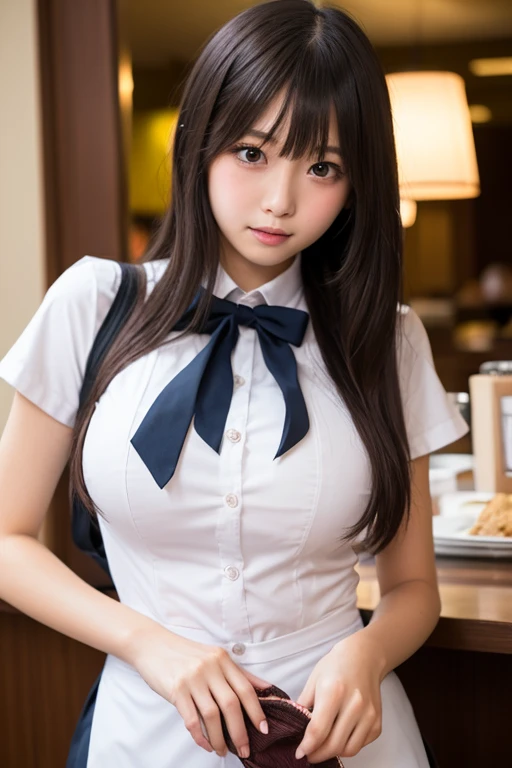masterpiece,highest quality,High resolution,Very detailed, (Very detailedな目, Very detailedな顔)、((Browsing Caution))、(((Open the front of the shirt wide)))、Showing cleavage、Small breasts、((Small breasts))、I can see your thighs、Short skirt、(A cute 15 year old girl wearing a uniform sitting at a desk、Japanese、Japanese、Japanese girls uniform、Surreal、(Cute Hairstyles))、Beautiful anime school girl、Cute school girl、学校のをwear、リアルなYoung Gravure Idol、wear、Young and beautiful gravure idol、Surreal 、Young Gravure Idol