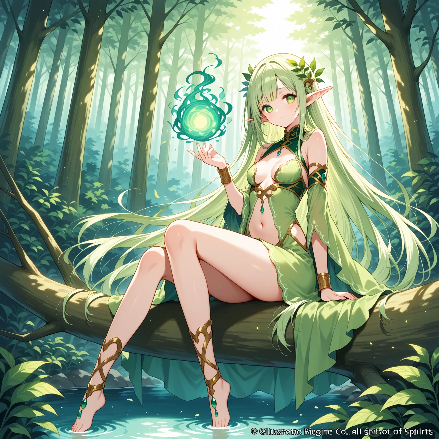 1girl, alraune \(monster girl encyclopedia\), wet, nectar, vines, plant, hands, slimy leaves, flower, Vivid colors,glowing petals,mandala:, pattern, design, spiral, Colorful floral pattern,