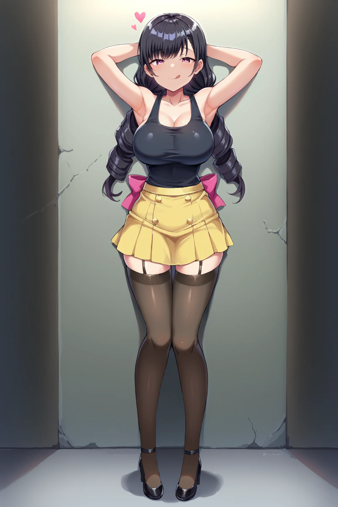hyuuga_hinata, huge_breasts, standing, solo, sleeveless_shirt_Black_shorts_fishnet_thighhighs,, masterpiece, best quality, detailed_face, detailed_eyes, detailed_hands, high_resoultion