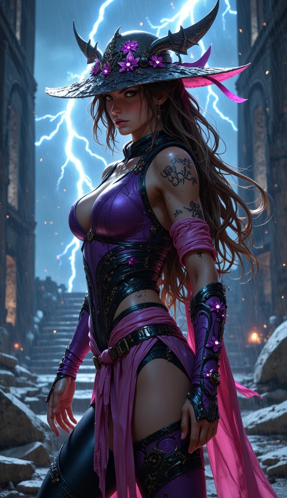 ((best quality, 8k, 32k, master piece, UHD: 1.2, professional photo, ultra realistic photo, masterpiece)), fantasy, Multi-angle, Close-up photo, ultra detailed photo, beauty warrior, sexy, erotic , pornography, (goddess of beauty), 1 girl, wide legs, wide open, crouched showing pussy, pubic hair sticking out of micro panties stuck in pussy, ((big breasts, gigantic display: 1.2, long and pointy breasts, Long natural breasts sticking out outside the cleavage, porn)), ((sexy body, curved body, naked body, fit body, six-pack abs, big perky ass)), Seraphina is a rider who likes to show off her sexy body, her pussy, her beautiful breasts and her secrets, her feminine private parts, her exposed breasts, exposed, her captivating beauty combines harmoniously with her exceptional sex skill. Her blue eyes shine with determination, (bright purple eyes) while her colorful hair falls in soft waves over her shoulders. Dressed in finely crafted, very detailed clothing, sexy armor with gold details and jewels, she exudes a subtle sensuality.
(Seraphina is a desired warrior, the most beautiful of all women, The armor embraces the curves of her female body with elegance, everything perfect, everything detailed, perfectionist), Highlighting the breasts with sensuality. Delicate lines and intricate details add a touch of seduction to her presence. A flowing cape dances in the wind as she moves, adding an element of mystery and charm. Her face is very beautiful and attractive, full lips, makeup on her face, big eyelashes, perfect woman.
armor and adjusted to highlight her femininity and muscular abdomen.
Seraphina is more than just a sexual figure; she is a formidable warrior with a magnetic aura that transcends the battlefield. Her charm lies in the unique combination of beauty, sensuality, pornography, everyone admires her for her erotic, naked appearance ((with transparent micro panties showing pussy)). environment: medieval, dark, thunder, lightning.