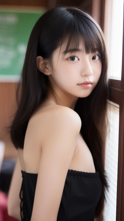 NSFW,((top-quality、8K、masterpiece:1.3))、Crisp focus:1.2、Beautiful woman with perfect body shape:1.4、(((small tits)))、a wet body:1.5、Highly detailed facial and skin texture、A detailed eye、二重まぶた、BDSM,Slave,束缚,gargantilha,From below,angry,(((Breasts protruding from the uniform)))、Prime lens 85mm、F-number release、Spread your legs in the classroom at school、Back lighting、Detailed lewd part、Black stockings、