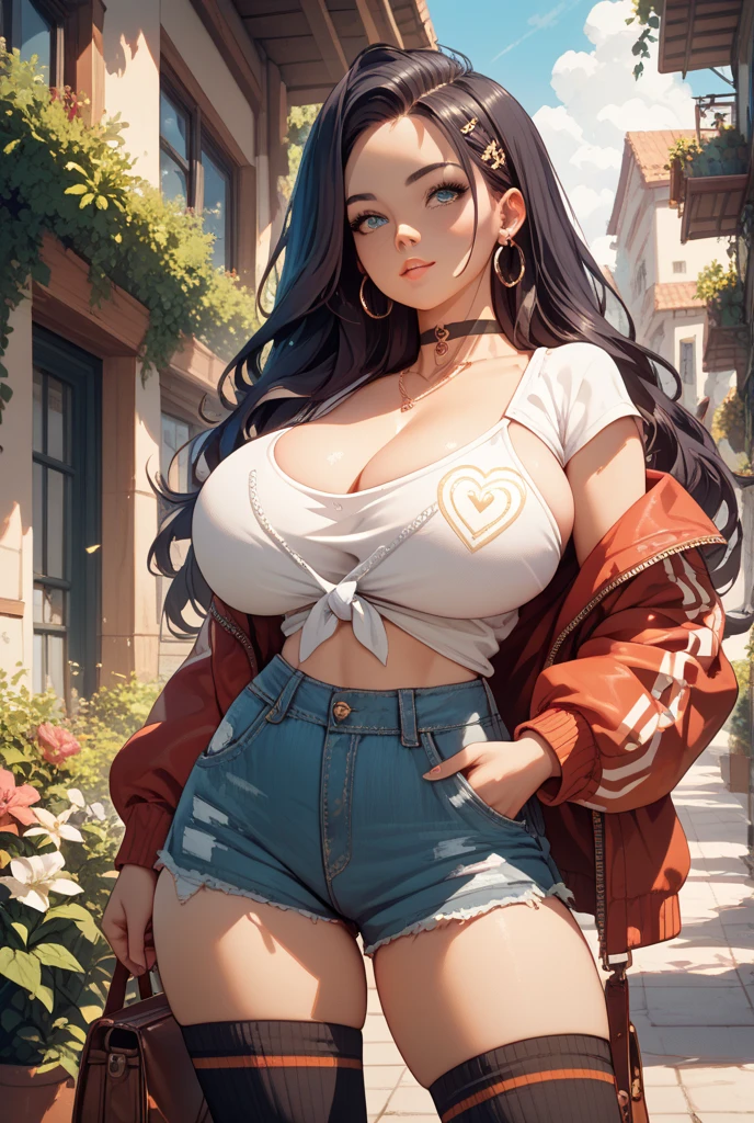 1 female,18 years old,MILF,huge cleavage,beautiful breasts、huge breasts:1.4,beautiful breasts、huge breasts:1.4,Big breasts and thin waist,thin legs,exposure, solo,(background with:In the forest,Rainforest,In the summer) She has long pink hair,stand up,Sweating,Soaked all over,View from the front, straight hair, The sky is mainly cloudy,(((masterpiece),(Very detailed CG unified 8k wallpaper),best quality,movie lighting,detailed background,Beautiful and delicate eyes,bright pupils,blue eyes,red lips(Very delicate and beautiful),(Beautiful and detailed eye descriptions),Super detailed,masterpiece,)),face camera,(Full body image),show shoes,high resolution,Super detailed),violent house,exposed ????????, Lower body elevation,Raised sexy,camel toe,face,open mouth,street frontage,baseball cap(wear:Red baseball jacket,Sexy denim shorts,sports shoes,Show breasts),Full body female love,show shoes
