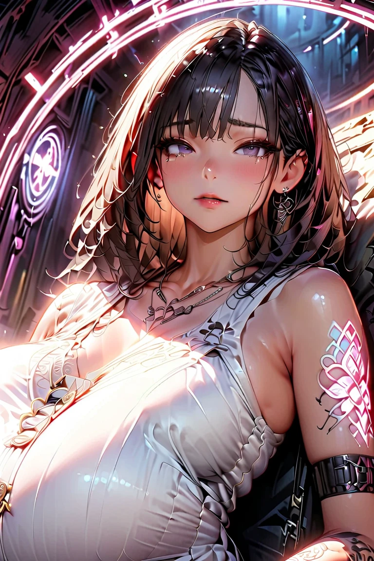 rendering, Portrait beauty, Sexy, Sensual, sexyposture, full bodyesbian, Beautiful Tomorrowland Langley Azure Dragon in sci-fi armor, in a futuristic city, rendering, animemanga girl, Vampires, red hair, Red dress, blue color eyes, brightly, Floponk, samurai punk, glitters, Bioluminescent agent, Tatua Gonk, Ultra - Detajardo's vibrant cinematic rake, astounding, Subsurface scattering, Environmental occlusion, color difference, 8K , ((best qualityer)), ((tmasterpiece)), (A detailed: 1.4), (absurderes), Female fighter pilot ready for battle, dark-skin, flash dc comics, Lightning and lightning, defined muscular sculptural body, full bodyesbian, bare thick half-thick thighs, mouth close, muscular body covered in technological clothing, Neon Genesis Evangelion style, Cyberpunk, generous neckline, ((perfect medium breasts)), (Ultra-light blue eyes，No Pupil), ((white and dark red clothing，There is no black)), (((Straight black and red straight hair))), Long, Dark lashes with heavy makeup, Love League, By a lot, niji --V5, near the real, psychopath, insane face, sexyposture, Red and white background, 2 piece clothes, shoulder pads with airplane wings, Pastel, concentrating, Scale to fit the dimensions, hdr (HighDynamicRange),Ray tracing,NVIDIA RTX,Hyper-Resolution,Unreal 5,and the underground is scattered, PBR Texture, Post-processing, Anisotropic filtering, depth of fields, Maximum clarity and sharpness, Many-Layer Textures, Albedo e mapas Speculares, Surface coloring, Accurate simulation of light-material interaction, perfectly proportions, rendering by octane, Two-tone lighting, wide aperiature, Under the standardization organization, White balance, the rule of thirds, 8K raw data, crysisnanosuit