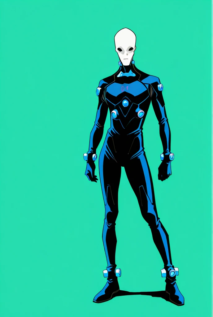 1boy, solo, krakoaXavier, black latex bodysuit , helmet, high tech, cowboy shot , crossed arms, white background